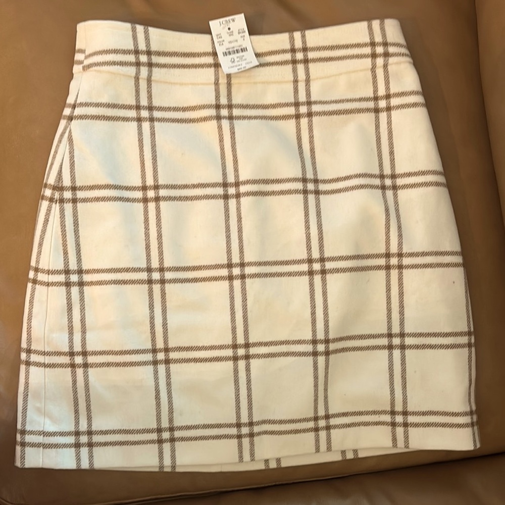 NWT J. Crew Cream and Brown Pencil Mini Skirt